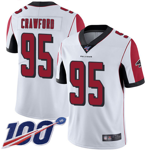 Atlanta Falcons Limited White Men Jack Crawford Road Jersey NFL Football #95 100th Season Vapor Untouchable